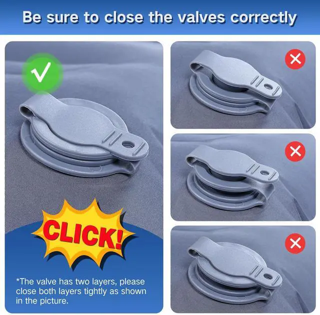 Alt view image 5 of 7 - Double Sleeping Pad Camping, Self Inflating 6'' Extra-Thick 2 Person Pillow Built-in Foot Pump Waterproof Inflatable Sleeping Mat Backpacking, Tent, Hiking, Portable Camping Pad (Navy Grey)