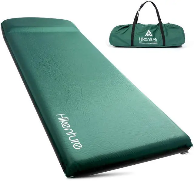 Main image of Self Inflating Sleeping Pad for Camping, 3'' Ultra Thick Camping Pad with Pillow, 9.5 R-Value Insulated Camping Mattress, 4-Season Inflatable Foam Camping Mat for Car, Tent, Cot (Green)