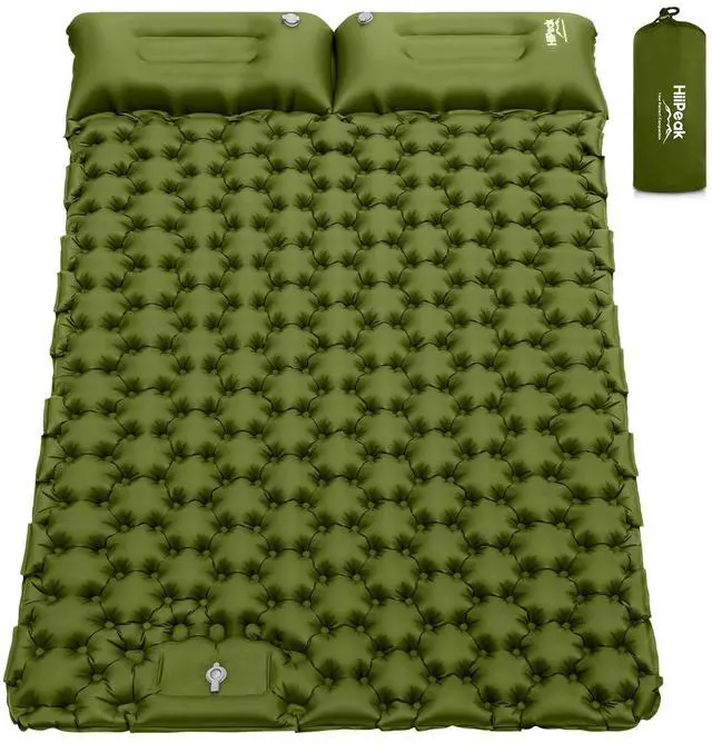 Main image of Double Sleeping Pad - Self Inflating 4" Extra-Thick for 2 Person with Pillow Built-in Foot Pump Inflatable Sleeping Mat for Backpacking, Hiking, Traveling, Tent, Portable Camping Mat