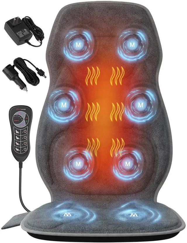 Main image of Back Massager with Soft Plush Fabric Cover, Massage Seat Cushion with 8 Vibration Motors & 2 Heating Levels, Chair Massager for Recliner, Office Chair, Sofa, Home Use, Gifts for Dad Mom