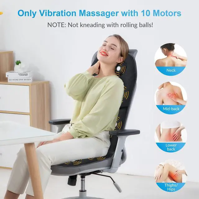 Alt view image 3 of 7 - Back Massager with Heat, App Control Vibration Massage Seat Cushion, 10 Motors & 3 Heat Levels Chair Massager Pad, Gifts for Mom,Dad Home Office Use,Black
