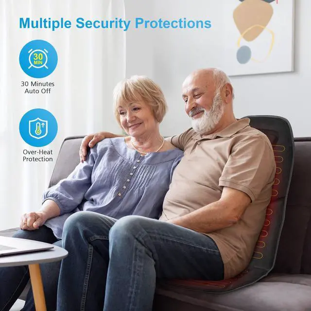 Alt view image 6 of 7 - Back Massager with Heat, App Control Vibration Massage Seat Cushion, 10 Motors & 3 Heat Levels Chair Massager Pad, Gifts for Mom,Dad Home Office Use,Black