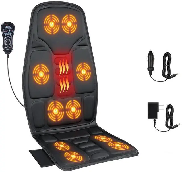 Main image of Back Massage Chair Pad, Back Massager with Heat for Pain Relief, Chair Massager for Full Body Massage, Deep Tissue Vibration Massger with 2 Adapters, Chair Massager for Office and Recliner