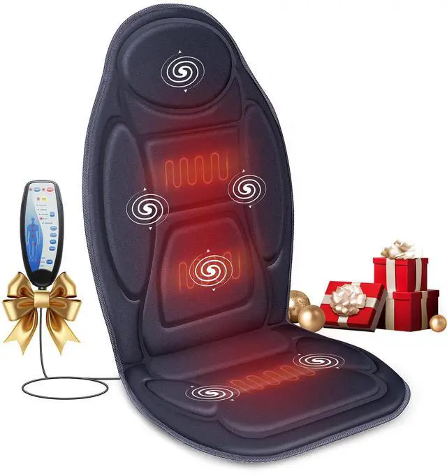 Main image of Vibration Back Massager with Heat, Massage Seat Cushion with 6 Vibrating Motors and 2 Heat Levels, Massage Chair Pad for Home Office use, Gifts for Him Her