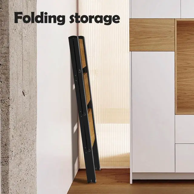 Alt view image 6 of 7 - 3 Step Ladder,Aluminum Lightweight Folding 3 Step Stool with Anti-Slip Wide Pedal, 330lbs Capacity Step Ladder for Household,Kitchen,Office - BlackWoodgrain