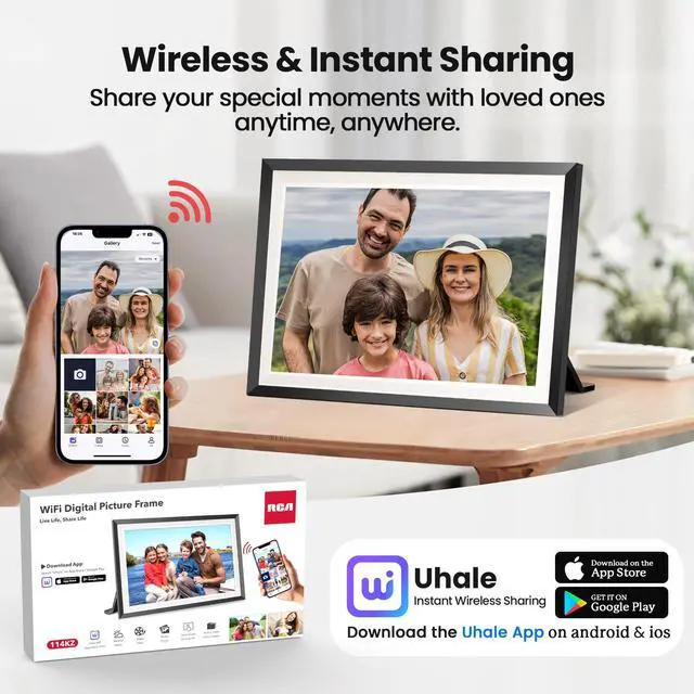 Alt view image 2 of 7 - 10.1 WiFi Digital Picture Frame, Electronic Photo Frames 32GB Storage, HD IPS Touch Screen WiFi Frame/Auto Rotate/Wall Mounted, Easy Setup in Uhale App to Share Photo/Video Anytime (Black)