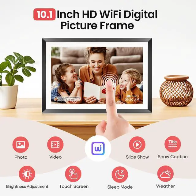 Alt view image 3 of 7 - 10.1 WiFi Digital Picture Frame, Electronic Photo Frames 32GB Storage, HD IPS Touch Screen WiFi Frame/Auto Rotate/Wall Mounted, Easy Setup in Uhale App to Share Photo/Video Anytime (Black)
