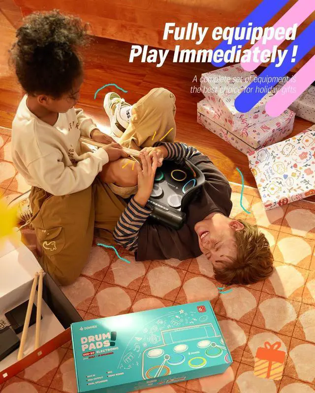 Alt view image 7 of 7 - Electric Drum Pad, 9 Pads Electronic Drum Set Roll Up Quiet Drum Pad Built-in Speaker, 40 Drum Lessons Included, Kids Holiday & Birthday Instrument Toys