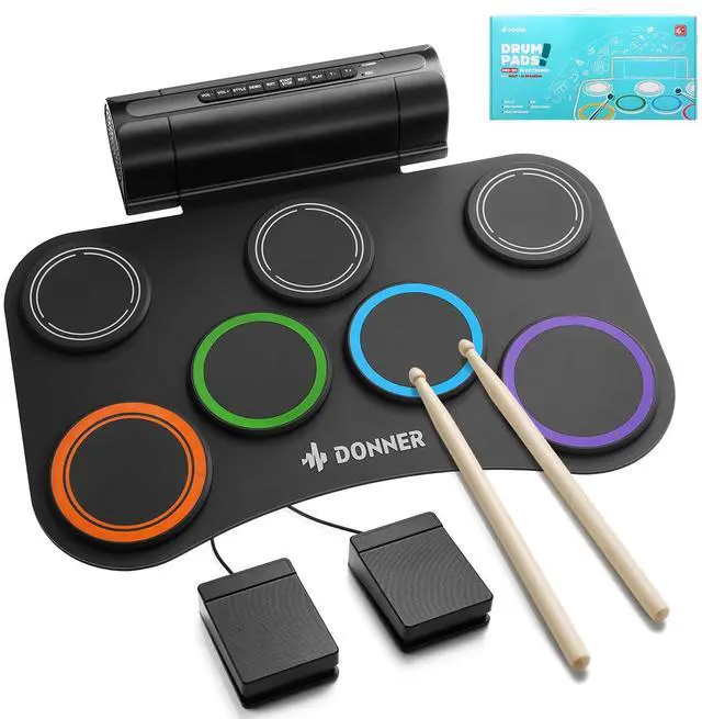 Main image of Electric Drum Set Upgrated, 7 Pads Electronic Drum Pad Roll Up Quiet Drum Pad Built-in Speaker, 40 Lessons Included, Kids Holiday Christmas & Birthday Gift Instrument Toys(DED-20R) NEW