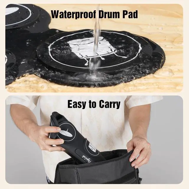 Alt view image 5 of 6 - Electronic Drum Set, 7 Pads Roll Up Electric Drum Pad with Wireless Function, Portable Rechargeable Midi Drum Kit with Built-in Speaker/Pedals/Headphone Jack, Great Holiday Gift for Beginner