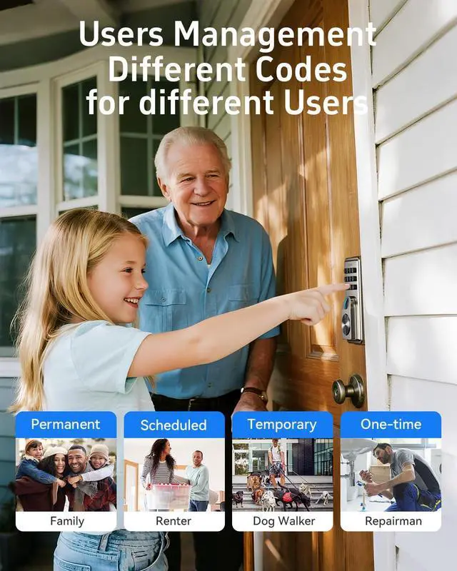 Alt view image 4 of 7 - Smart Door Lock, Fingerprint Door Lock Keyless Entry with Electronic Keypad Deadbolt, App Control, Auto Lock, Biometric Lock for Front Door, Hotel & Office