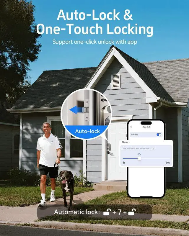 Alt view image 6 of 7 - Smart Door Lock, Fingerprint Door Lock Keyless Entry with Electronic Keypad Deadbolt, App Control, Auto Lock, Biometric Lock for Front Door, Hotel & Office