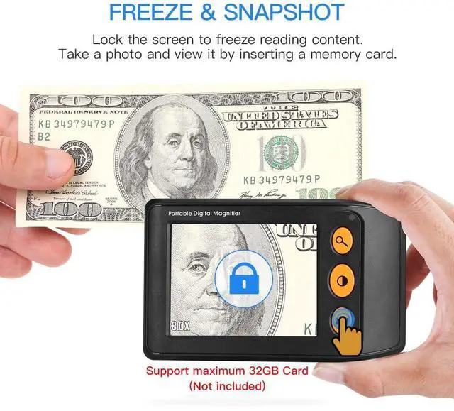 Alt view image 3 of 6 - Portable Digital Video Magnifier Electronic Reading Aid 3.5 Inch LCD Screen for Low Vision 2x-25x Zoom Foldable Handle