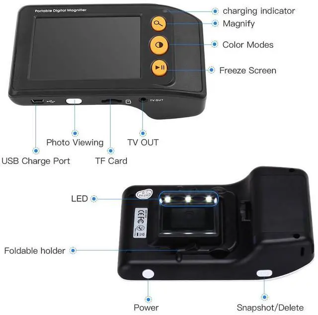Alt view image 5 of 6 - Portable Digital Video Magnifier Electronic Reading Aid 3.5 Inch LCD Screen for Low Vision 2x-25x Zoom Foldable Handle
