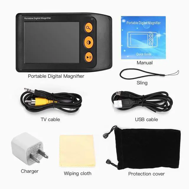 Alt view image 6 of 6 - Portable Digital Video Magnifier Electronic Reading Aid 3.5 Inch LCD Screen for Low Vision 2x-25x Zoom Foldable Handle
