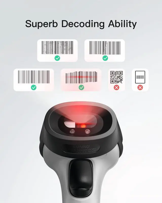 Alt view image 2 of 7 - Bluetooth Barcode Scanner, 1 Charge 180 Days Standby, 35m Range, Automatic Fast and Precise scanning, BCST-70