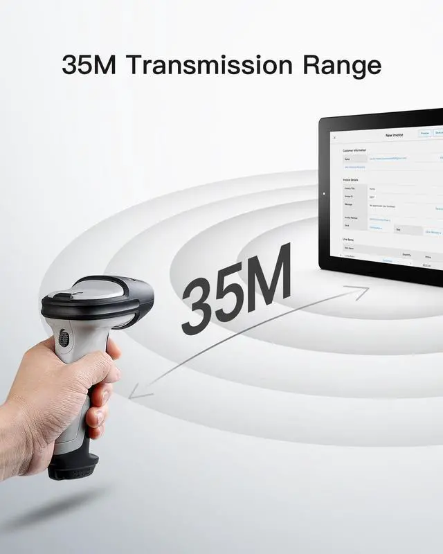 Alt view image 7 of 7 - Bluetooth Barcode Scanner, 1 Charge 180 Days Standby, 35m Range, Automatic Fast and Precise scanning, BCST-70