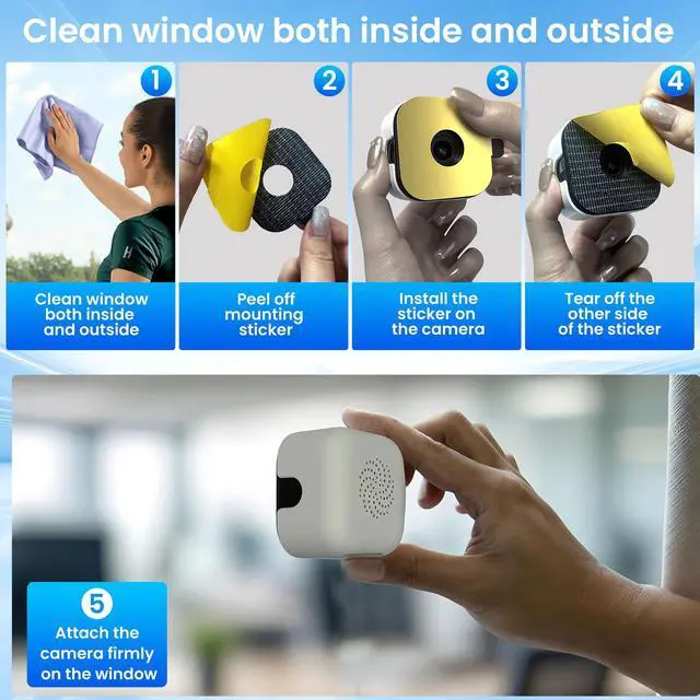 Alt view image 2 of 7 - 2 Pack Window Cameras with 32GB SD Cards, 2K 3MP Indoor Cameras for Home Security, AI Starlight Color Night Vision, Easy Install & Use, 24/7 Recording, Support 5GHz & 2.4GHz WiFi