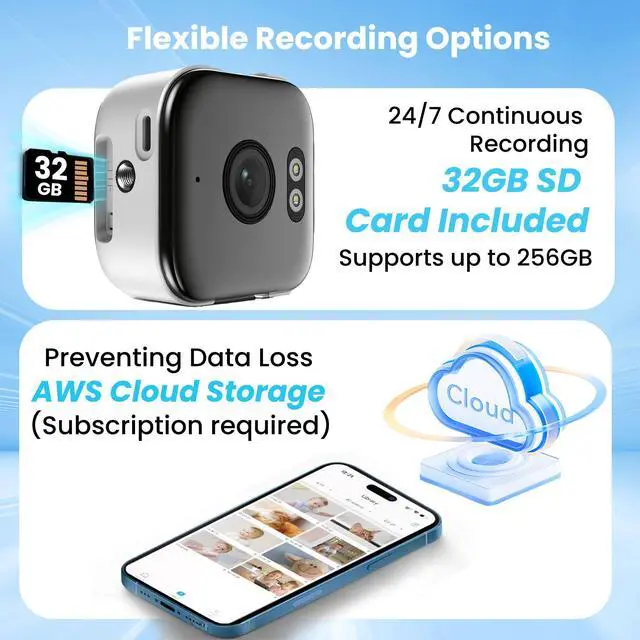 Alt view image 4 of 7 - 2 Pack Window Cameras with 32GB SD Cards, 2K 3MP Indoor Cameras for Home Security, AI Starlight Color Night Vision, Easy Install & Use, 24/7 Recording, Support 5GHz & 2.4GHz WiFi