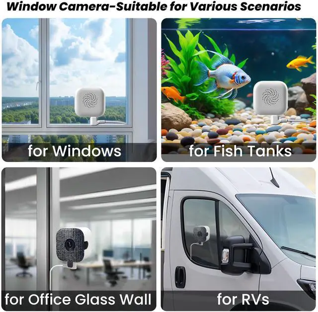 Alt view image 7 of 7 - 2 Pack Window Cameras with 32GB SD Cards, 2K 3MP Indoor Cameras for Home Security, AI Starlight Color Night Vision, Easy Install & Use, 24/7 Recording, Support 5GHz & 2.4GHz WiFi