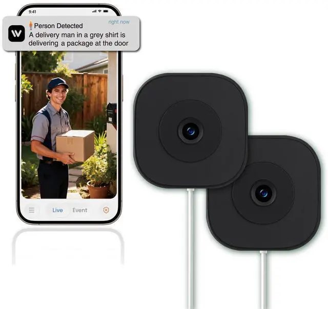 Main image of 2K Window Camera, 2.4G WiFi Smart Window Security Camera with AI Motion Detection,Full-Color Night Vision, 911 Emergency Support,US Cloud Storage, 24/7 Recording,Easy & Quick Install