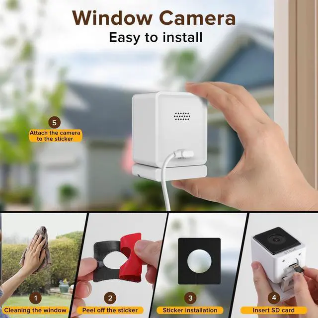 Alt view image 2 of 6 - 3MP 2K Window Security Camera,2.4G&5G WiFi Indoor Camera for Home with Color Night Vision,24/7 Recording,Motion Detection,Support SD Card and US Cloud Storage.(1PCS)