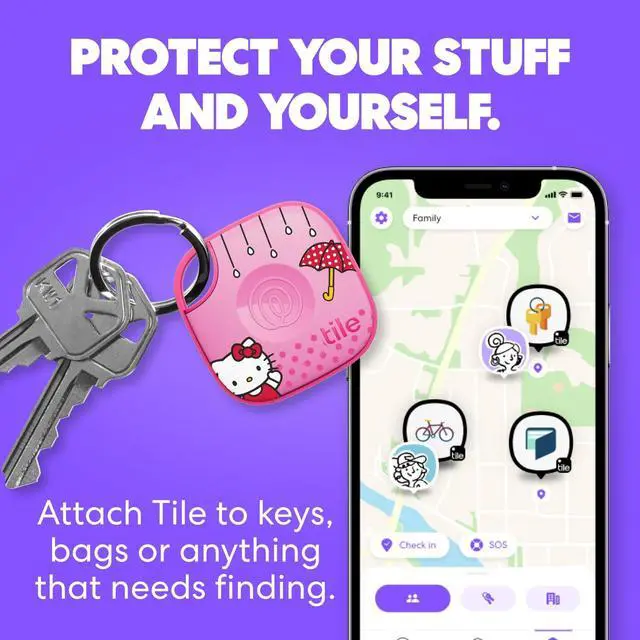 Alt view image 2 of 7 - by Life360 Starter Pack - Bluetooth Trackers and Item Finders for Keys, Wallets & More. Both iOS and Android Compatible. Phone Finder. 2-Pack, Mate/Slim ( x Hello Kitty: Rainy Day Adventures)