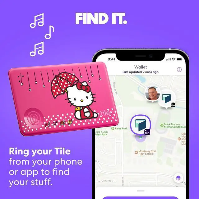 Alt view image 3 of 7 - by Life360 Starter Pack - Bluetooth Trackers and Item Finders for Keys, Wallets & More. Both iOS and Android Compatible. Phone Finder. 2-Pack, Mate/Slim ( x Hello Kitty: Rainy Day Adventures)