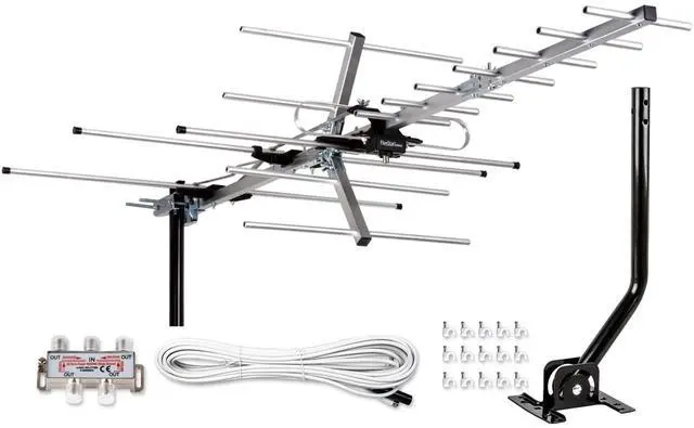 Main image of Yagi Satellite HD TV Antenna up to 200 Mile Long Range, Attic or Roof Mount Digital OTA TV Antenna for 4K Supports 4 TVs Installation Kit & Mounting Pole, Radio/FM Antenna