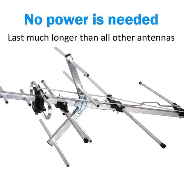 Alt view image 3 of 7 - Yagi Satellite HD TV Antenna up to 200 Mile Long Range, Attic or Roof Mount Digital OTA TV Antenna for 4K Supports 4 TVs Installation Kit & Mounting Pole, Radio/FM Antenna