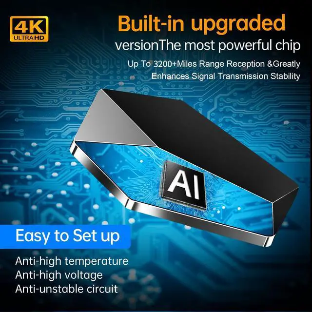 Alt view image 2 of 7 - 2026 Upgraded Strongest Digital TV Antenna, 3200+ Miles Range TV Antenna for Smart TVs, Indoor/Outdoor HDTV Antenna for Local Channels with Amplified Signal Booster Supports 4K 8K 1080p-38 FT Cable