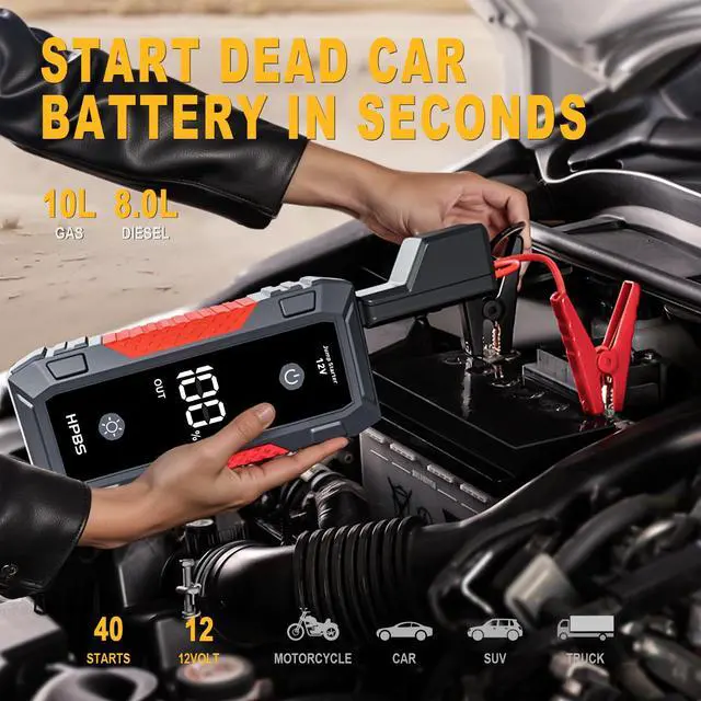 Alt view image 2 of 7 - H50 Jump Starter - 5000A Jump Starter Battery Pack for Up to 10.0L Gas and 8.0L Diesel Engines, 12V Portable Car Battery Jump Starter Box with 3.0" LCD Display