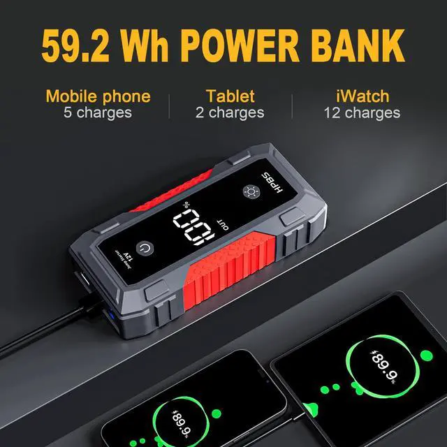 Alt view image 3 of 7 - H50 Jump Starter - 5000A Jump Starter Battery Pack for Up to 10.0L Gas and 8.0L Diesel Engines, 12V Portable Car Battery Jump Starter Box with 3.0" LCD Display