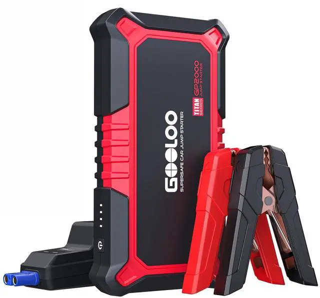 Main image of New GP2000 Jump Starter, 12V 2000A Car Jumper Starter(Up to 8.0L Gas, 6.0L Diesel Engines), SuperSafe Portable Battery Charger, Auto Lithium Box Booster Pack with USB Quick Charge, red