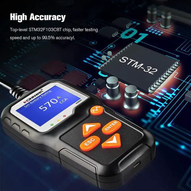 Alt view image 5 of 7 - KW650 6V 12V Car Battery Tester, 100-2000 CCA Battery Load Tester Automotive Battery and Alternator Tester for Vehicles/Marine/Motorcycle/Lawn Mover