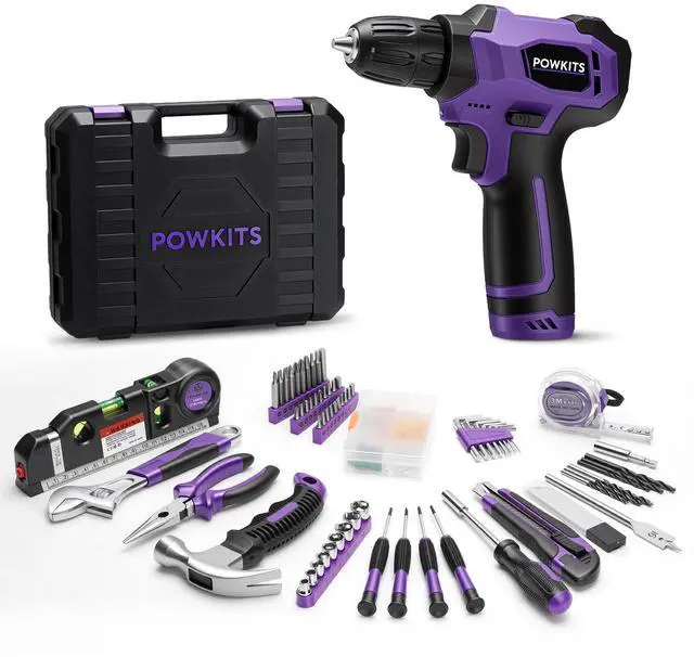 Main image of Tool Kit: 139 PCS Cordless Drill Set with Li-Ion Battery, 8V Power Drill with Type-C Charging, Portable Basic Home Tool Set for DIY Projects (Purple-A)