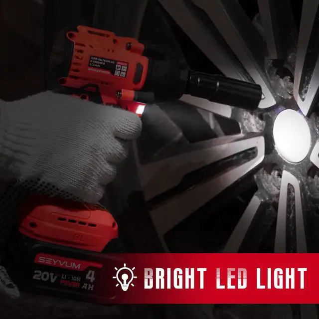 Alt view image 5 of 7 - Impact Wrench,1/2" Impact Gun, Power Impact Driver Max Torque 320 Ft-lbs (430N.m), Cordless Impact Wrench with 20V Brushless Motor, 4.0Ah Li-ion Battery with Fast Charger, 4 Pcs Impact Sockets