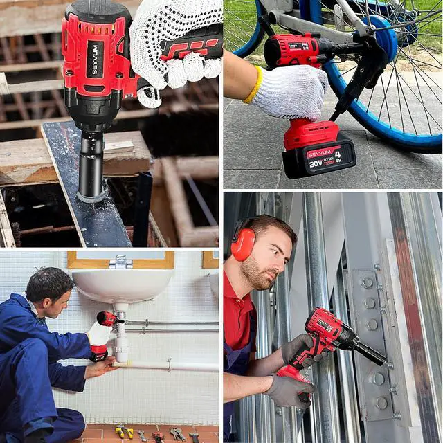 Alt view image 7 of 7 - Impact Wrench,1/2" Impact Gun, Power Impact Driver Max Torque 320 Ft-lbs (430N.m), Cordless Impact Wrench with 20V Brushless Motor, 4.0Ah Li-ion Battery with Fast Charger, 4 Pcs Impact Sockets