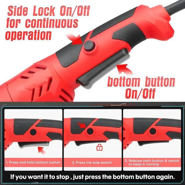 Alt view image 5 of 7 - Angle Grinder Tool 7.5Amp 4-1/2 Inch, 6-Variable-Speed Grinders Power Tools, Electric Metal Grinder 12000 RPM w/ 2 Safety Guards, Cutting Wheels, Flap Discs, Non-Slip Handle for Metal/Wood