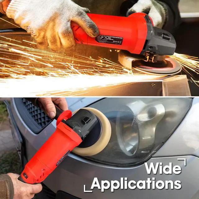 Alt view image 7 of 7 - Angle Grinder Tool 7.5Amp 4-1/2 Inch, 6-Variable-Speed Grinders Power Tools, Electric Metal Grinder 12000 RPM w/ 2 Safety Guards, Cutting Wheels, Flap Discs, Non-Slip Handle for Metal/Wood