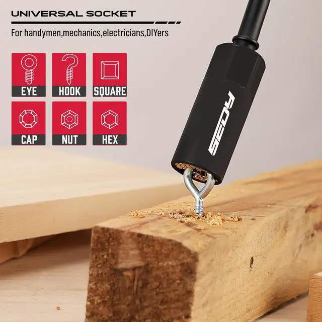 Alt view image 4 of 7 - 80-Piece Premium Magnetic Impact Nut Driver Set Metric & SAE with Socket Adapters, Bit Holder, Wing Nut Driver, Universal Sockets, Quick Release Extension, Power Bits