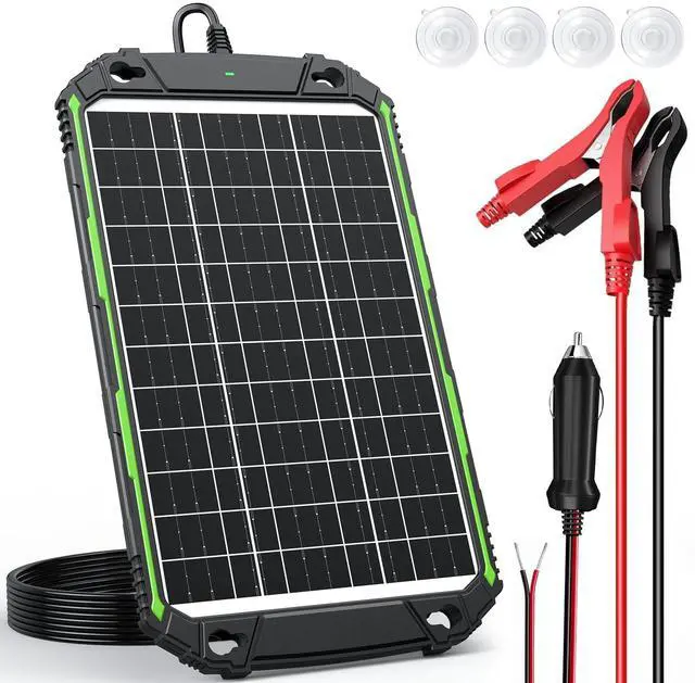 Main image of 15W 12V Solar Battery Charger & Maintainer PRO, Built-in Smart MPPT Charge Controller, Waterproof 12 Volt Solar Panel Trickle Charging Kits for Car Auto Boat RV Marine Trailer Camper