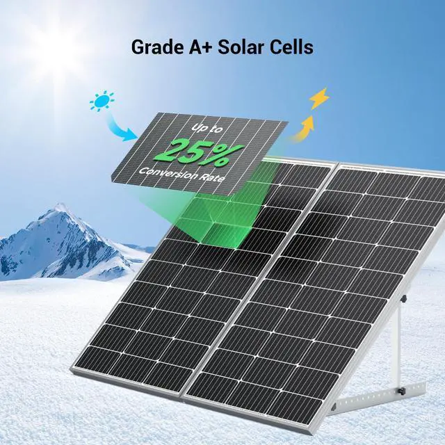 Alt view image 3 of 7 - 100W 12V Monocrystalline Solar Panel with Solar Connectors, High Efficiency Module PV Power for Battery Charging Boat, Caravan, RV and Any Other Off Grid Applications