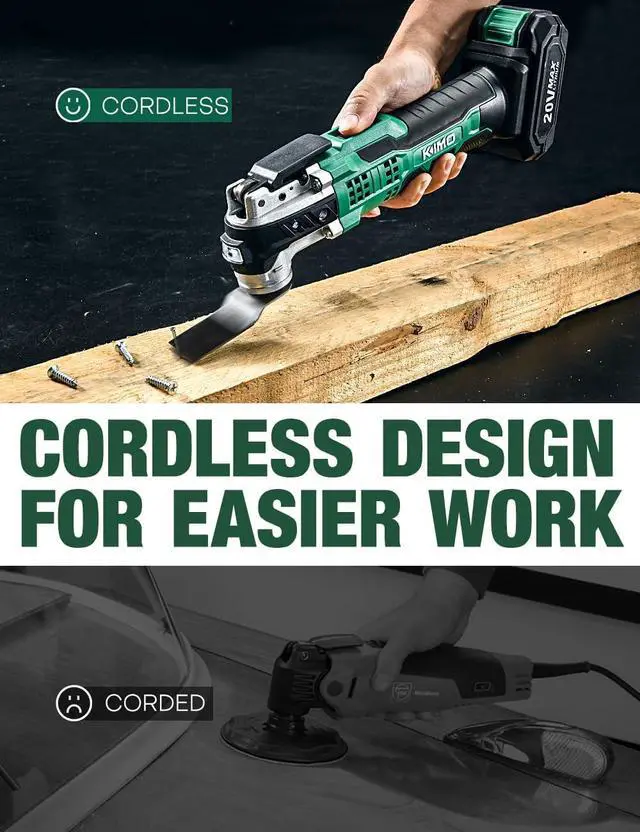 Alt view image 2 of 7 - 20V Cordless Oscillating Tool Kit with 26-Pcs Accessories, Max 21000 OPM, 6 Variable Speed & 3° Oscillating Angle, Battery Powered Oscillating Multi-Tool for Cutting Wood/Nailing/Scraping/Sanding