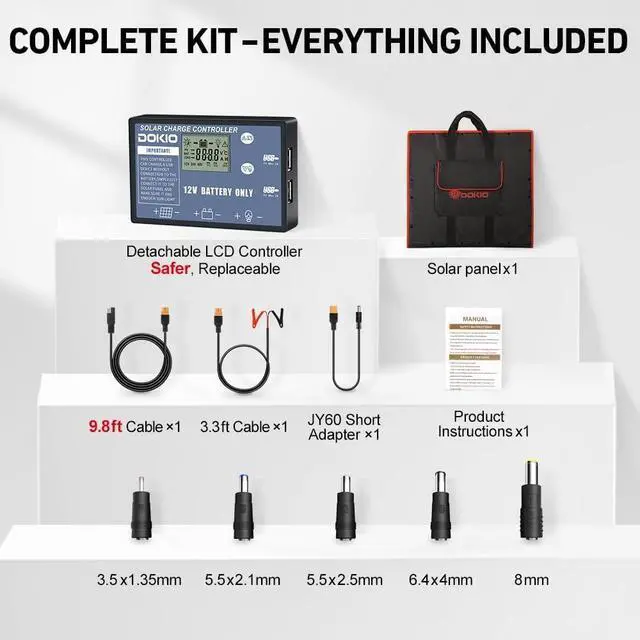 Alt view image 7 of 7 - 150W Portable Foldable Solar Panel Kit, Compact 21x20in Design 7.3lb with Standalone Controller and USB, Monocrystalline Charger for 12V Batteries, Power Stations, RV Camping Emergency Use
