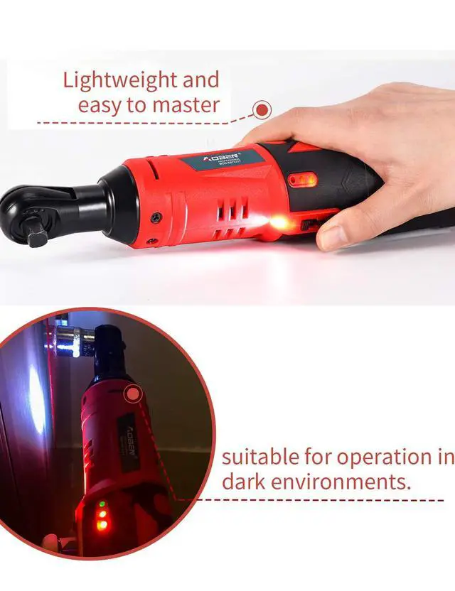 Alt view image 6 of 7 - Cordless Electric Ratchet Wrench Set, 3/8" 12V Power Ratchet Tool Kit With 2 Packs 2000mAh Lithium-Ion Battery And Charger