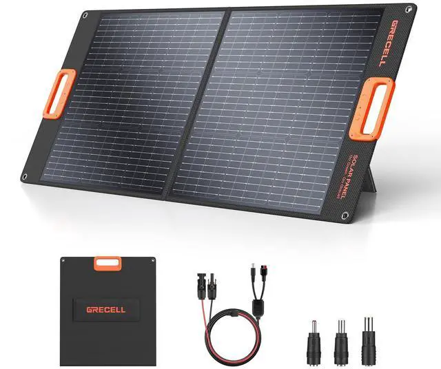 Main image of 100W Portable Solar Panel for Power Station Generator, 20V Foldable Solar Cell Solar Charger with High-Efficiency Battery Charger for Outdoor Camping Van RV Trip