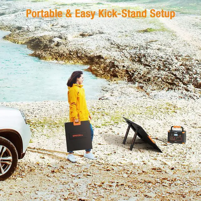 Alt view image 4 of 7 - 100W Portable Solar Panel for Power Station Generator, 20V Foldable Solar Cell Solar Charger with High-Efficiency Battery Charger for Outdoor Camping Van RV Trip