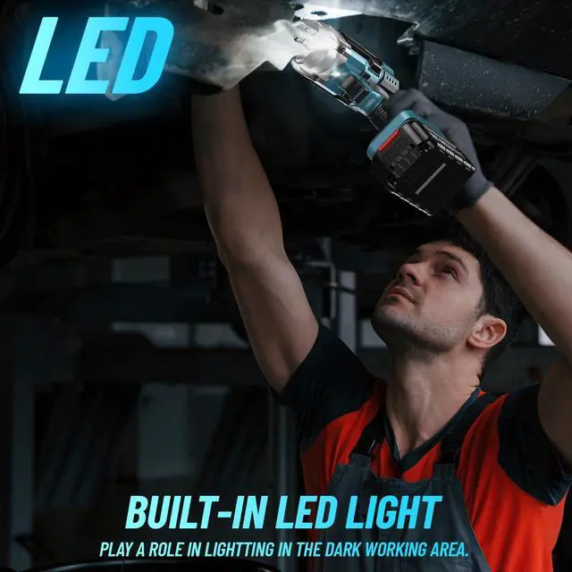 Alt view image 7 of 7 - Cordless Impact Wrench 1/2 inch, High Torque 479 Ft-lbs(650Nm) Brushless Impact Gun,2500RPM w/2x4.0 Battery, 6 Sockets,8 Drill Bits, High Torque Power Impact Driver for Car Home,WH700