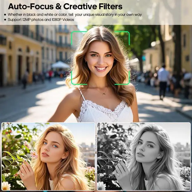 Alt view image 5 of 7 - CHUZHAO Mini Retro Digital Camera - Vintage TLR Style Point and Shoot Auto Focus Vlogging Camera, Compact & Portable, 16GB Card Included, Ideal for Beginners, Teens, and Adults